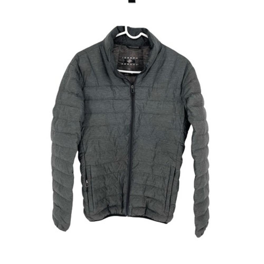 Joseph Abboud Mens‎ Heather Full Zip Down Filled Puffer Jacket Gray Small